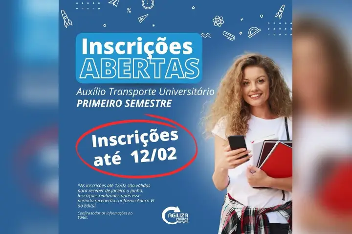 Abertas as inscrições para o Auxílio Transporte Universitário do 1º semestre de 2026