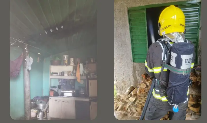 Ação rápida dos bombeiros controla incêndio em residência no Bairro Aparecida