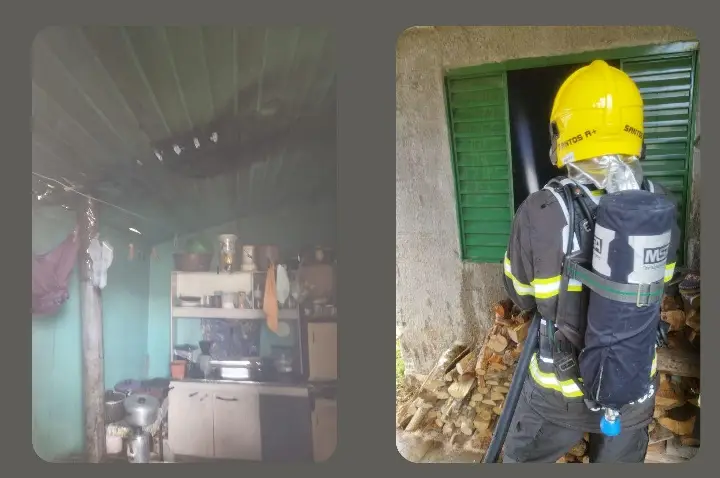 Ação rápida dos bombeiros controla incêndio em residência no Bairro Aparecida