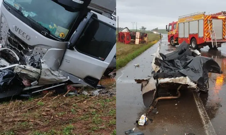 Acidente entre carro e caminhão deixa cinco mortos na BR-470, em Campos Novos