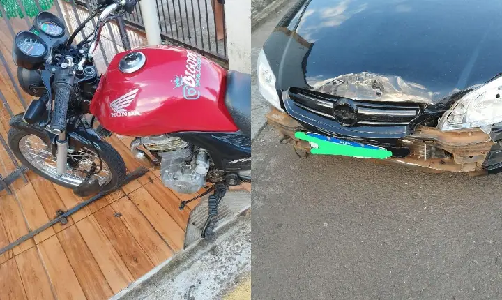 Adolescente fica ferido em colisão entre carro e moto em Campos Novos