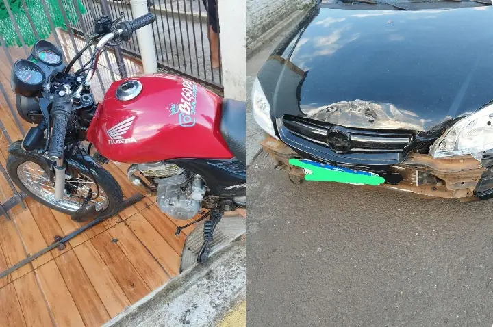 Adolescente fica ferido em colisão entre carro e moto em Campos Novos