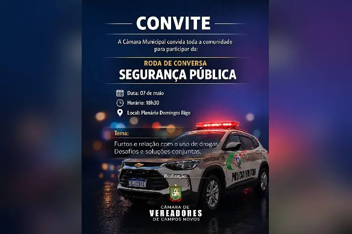 Câmara de Campos Novos promove roda de conversa sobre segurança pública aberta à comunidade
