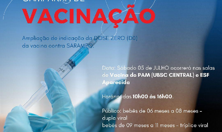 Campos Novos inicia vacinação com a Dose Zero contra o sarampo para bebês de 6 a 11 meses.