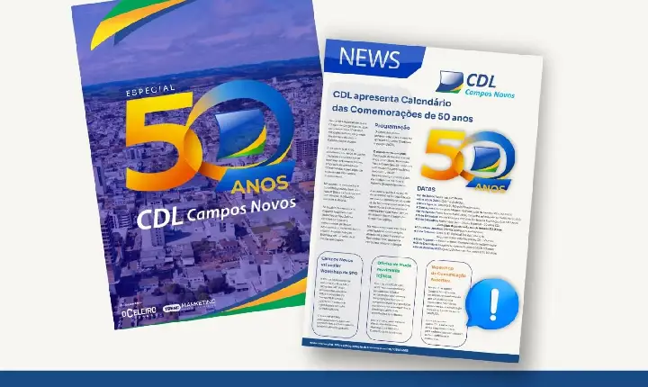 CDL Campos Novos lança caderno especial dos 50 anos e retoma newsletter para fortalecer comunicação com associados