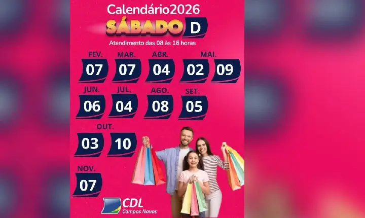 CDL de Campos Novos divulga calendário oficial do Sábado D para 2026