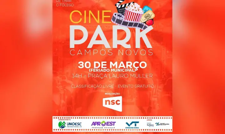 Cine Park anima feriado de aniversário em Campos Novos com sessão ao ar livre