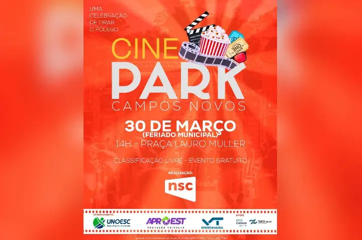Cine Park anima feriado de aniversário em Campos Novos com sessão ao ar livre