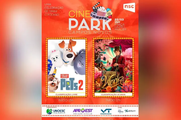 Cinepark promove cinema ao ar livre como parte das comemorações dos 145 anos de Campos Novos