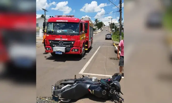 Colisão entre carro e motocicleta deixa dois feridos em Campos Novos