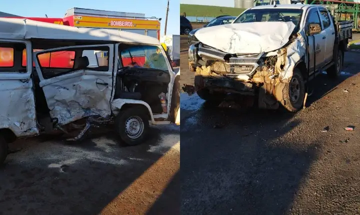 Colisão entre Kombi e Hilux deixa três feridos em Campos Novos