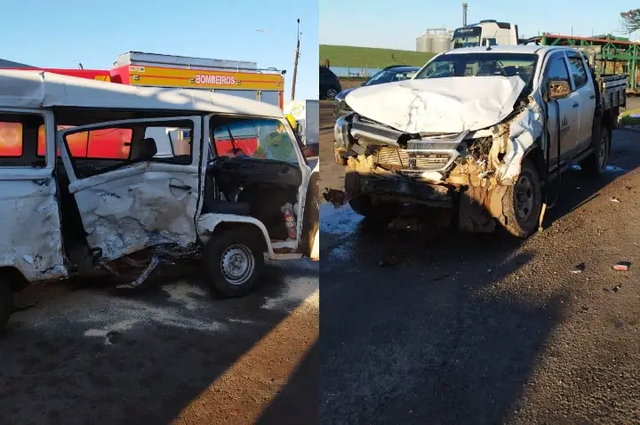 Colisão entre Kombi e Hilux deixa três feridos em Campos Novos