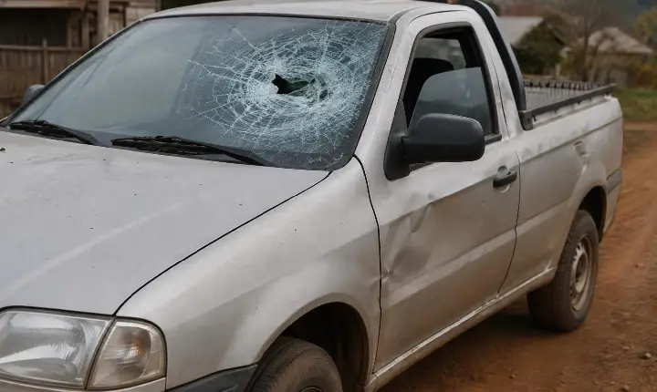 Confusão familiar deixa mulher ferida e caminhonete danificada em Campos Novos