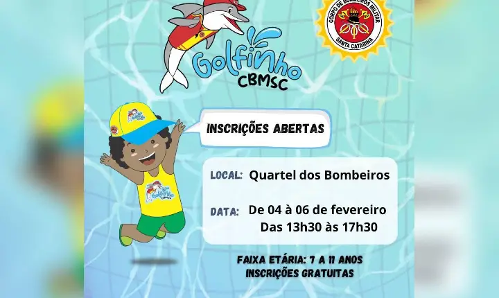 Corpo de Bombeiros abre inscrições para o Projeto Golfinho 2026 em Campos Novos