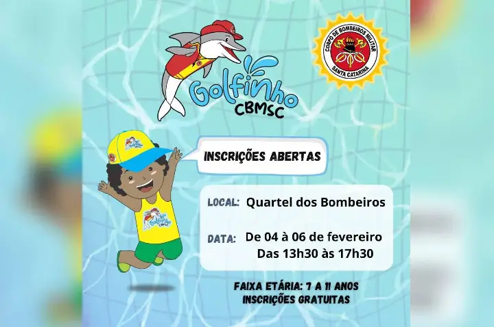 Corpo de Bombeiros abre inscrições para o Projeto Golfinho 2026 em Campos Novos