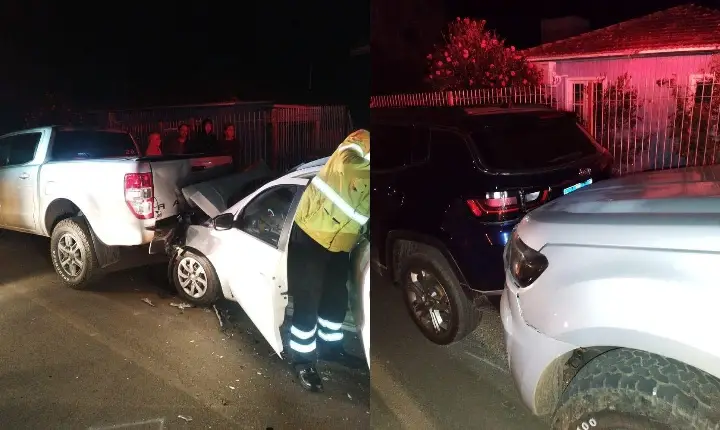 Engavetamento envolvendo três veículos deixa idoso ferido em Campos Novos