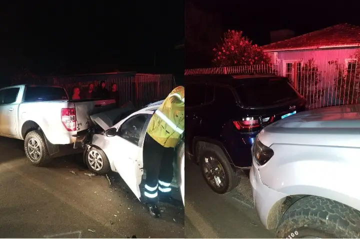 Engavetamento envolvendo três veículos deixa idoso ferido em Campos Novos