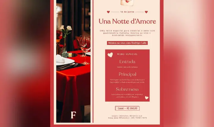 Felicetare prepara noite especial para celebrar o amor neste Dia dos Namorados