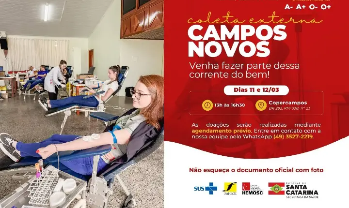 Hemosc promove coleta de sangue na Copercampos