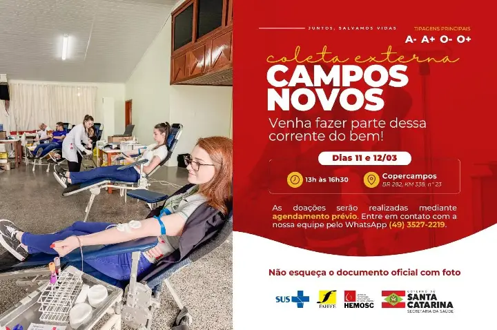 Hemosc promove coleta de sangue na Copercampos