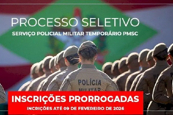 Inscrições para o processo seletivo de policial militar temporário da PMSC seguem abertas até 9 de fevereiro