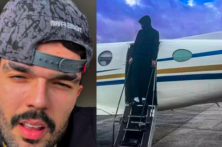 Luan Pereira relata susto durante voo devido tempestade de gelo: “Fiquei com medo”.