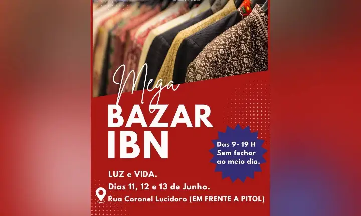 Mega Bazar da IBN Luz e Vida oferece mais de mil peças a R$ 1 e preços acessíveis em Campos Novos
