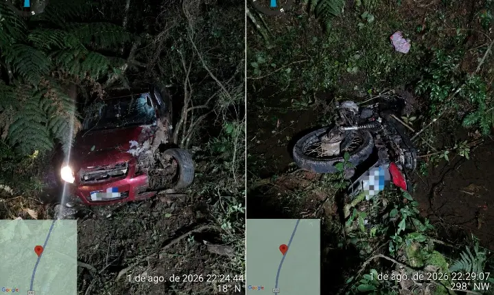 Motociclista morre em grave acidente entre moto e carro na BR-470, em Campos Novos