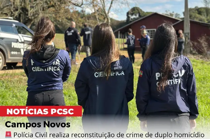 Polícia Civil realiza reprodução simulada de duplo homicídio em Campos Novos.