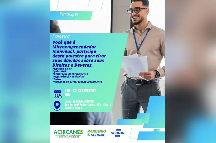 Palestra gratuita orienta MEIs sobre obrigações e regularização empresarial em Campos Novos