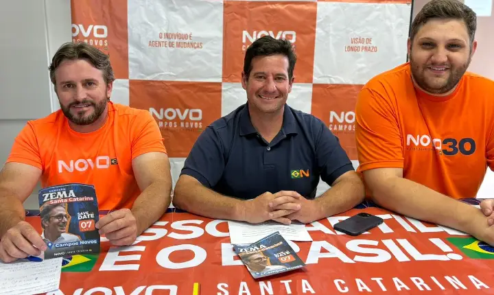 Partido Novo anuncia visita de Romeu Zema a Campos Novos durante coletiva de imprensa