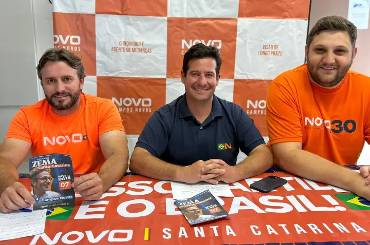 Partido Novo anuncia visita de Romeu Zema a Campos Novos durante coletiva de imprensa