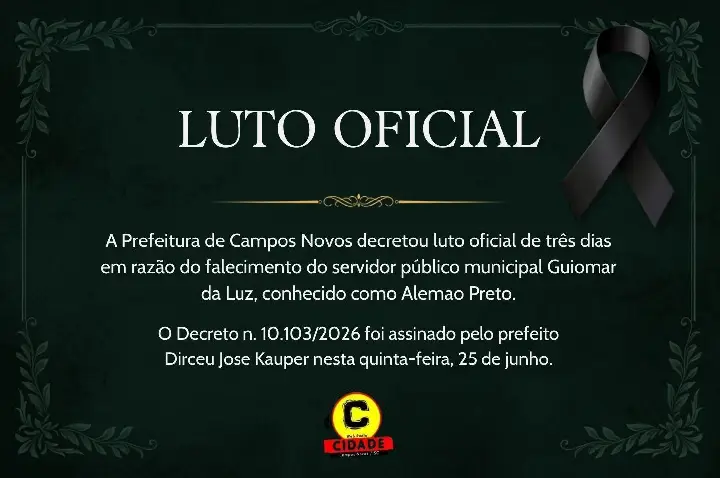 Prefeitura de Campos Novos decreta luto oficial de três dias pela morte de Guiomar da Luz