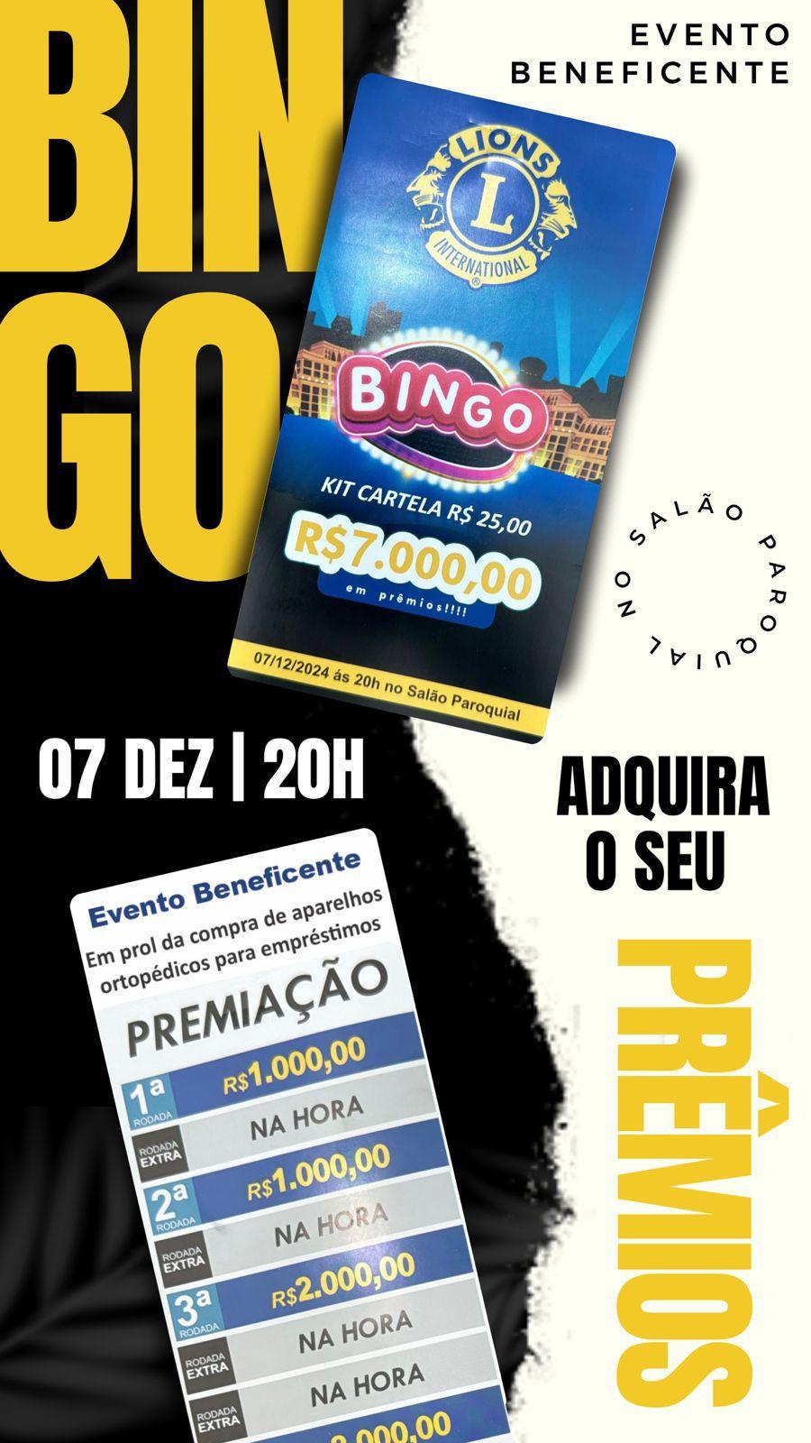 Bingo Beneficente Promete Diversão e Solidariedade com R$ 7 Mil em Prêmios