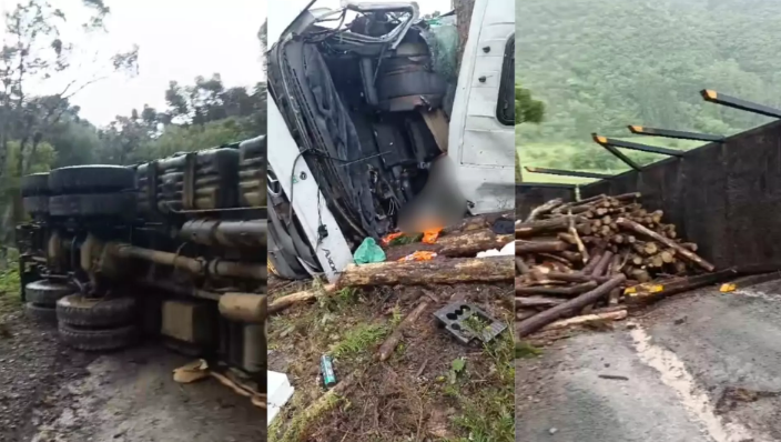 Motorista morre após tombamento de carreta na Serra Catarinense