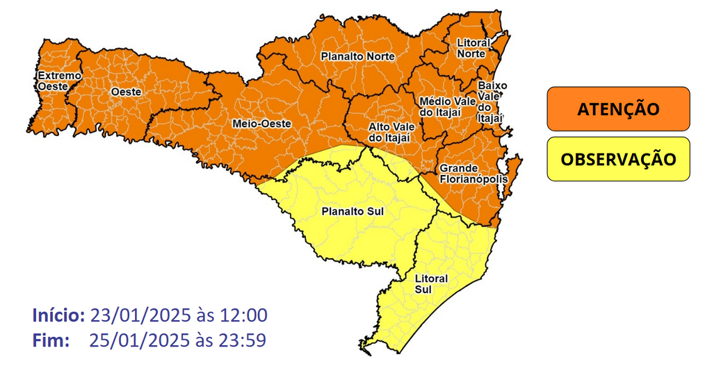 Estado em alerta: Defesa Civil emite nota para temporais entre quinta e sexta.