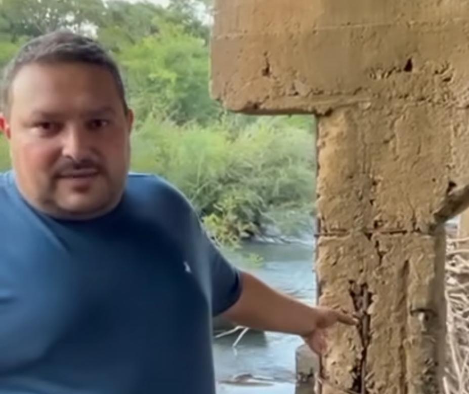 Vereador Robson Molon (MDB) fiscaliza situação da ponte do Rio Ibicuí em Campos Novos.