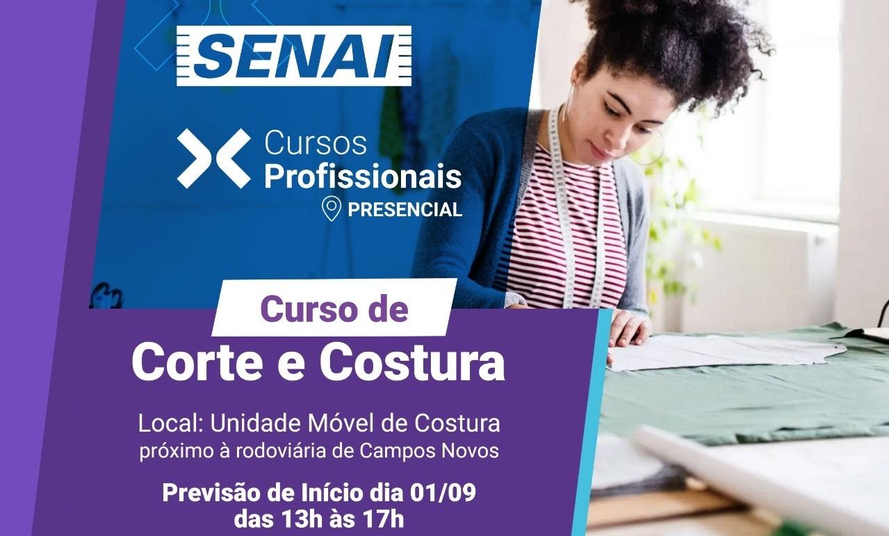 Inscrições Prorrogadas! Curso Gratuito de Corte e Costura em Campos Novos.