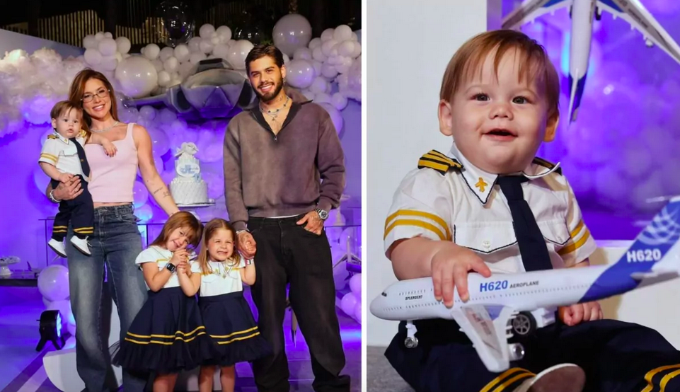 Virgínia e Zé Felipe se reencontram no mesversário do filho.