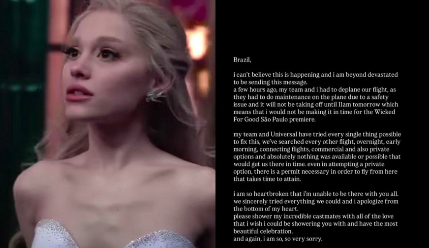 Ariana Grande cancela vinda ao Brasil para estreia de Wicked e lamenta: “Estou de coração partido”