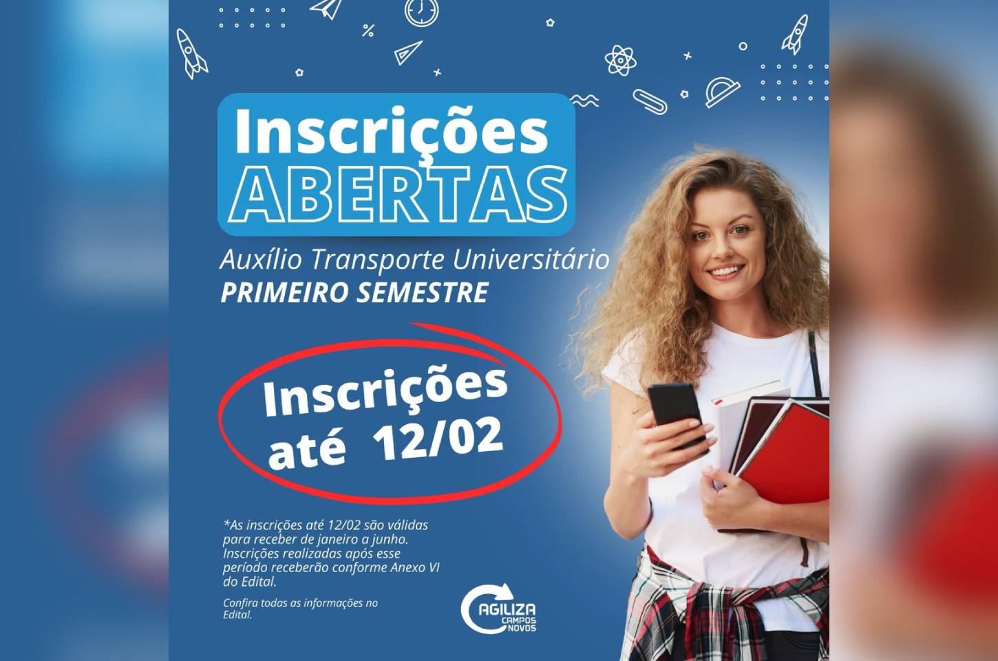 Abertas as inscrições para o Auxílio Transporte Universitário do 1º semestre de 2026