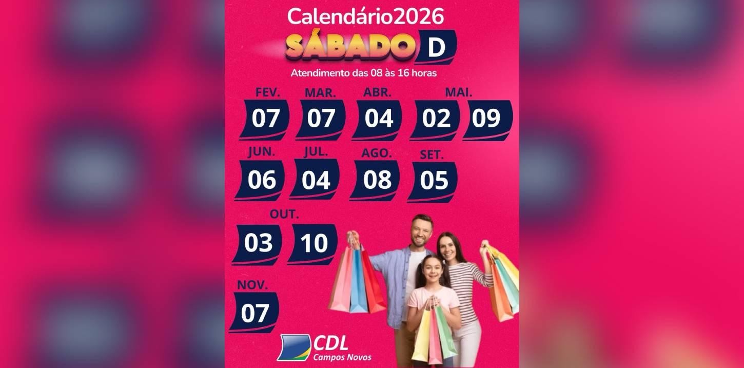 CDL de Campos Novos divulga calendário oficial do Sábado D para 2026