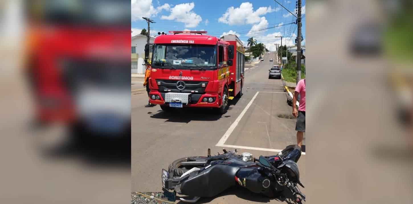 Colisão entre carro e motocicleta deixa dois feridos em Campos Novos