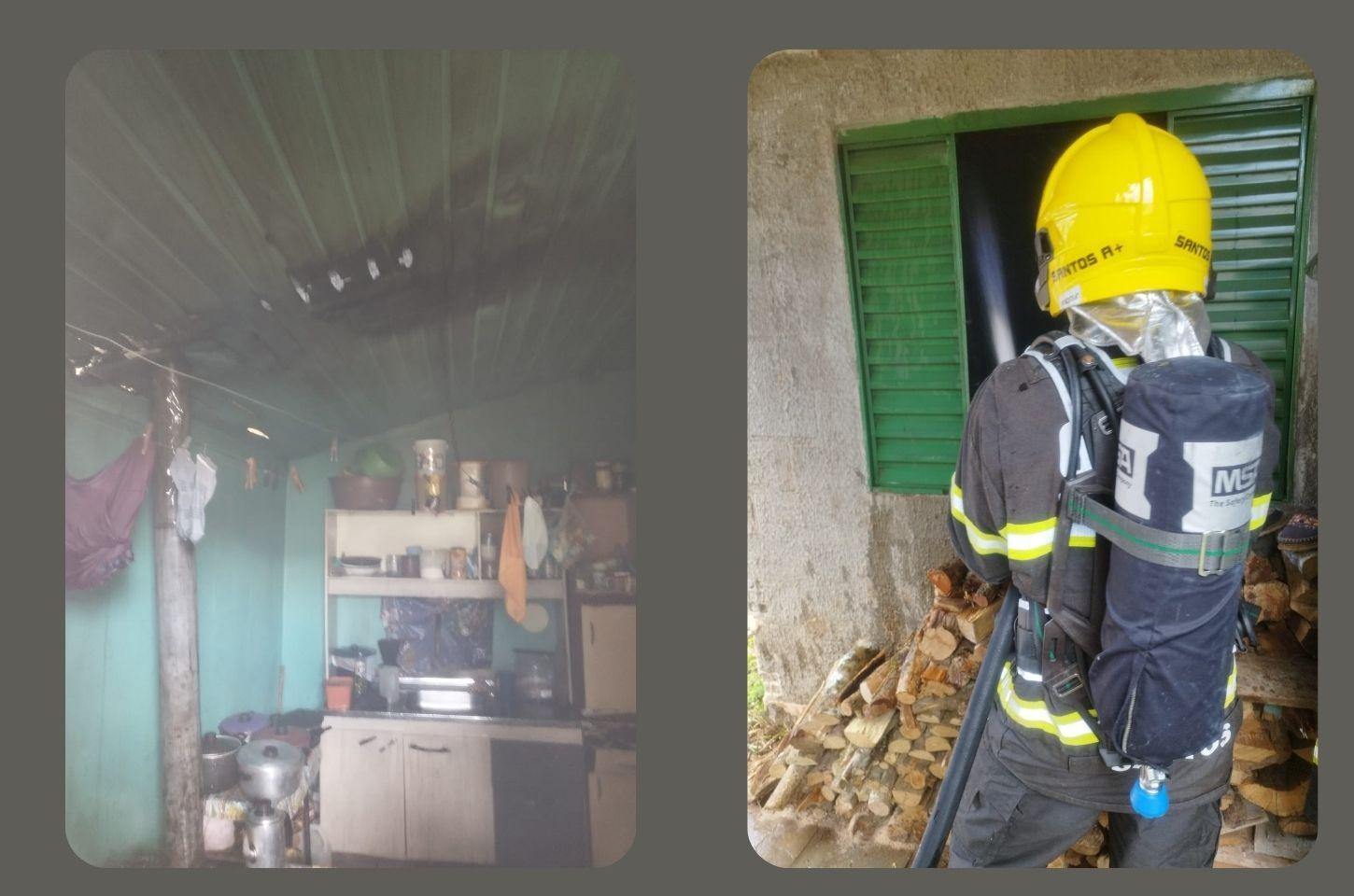 Ação rápida dos bombeiros controla incêndio em residência no Bairro Aparecida