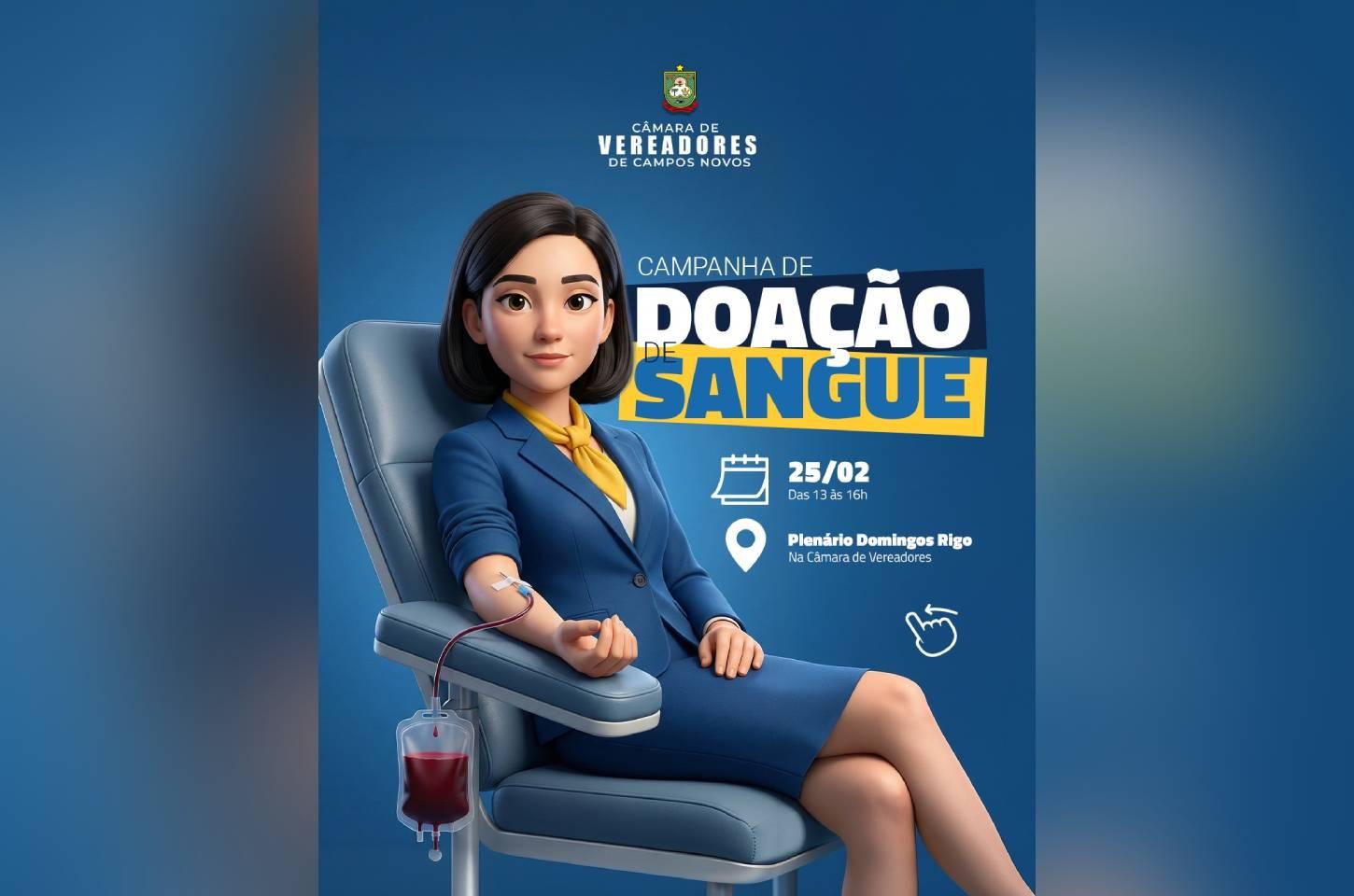 Câmara de Vereadores de Campos Novos promove campanha de doação de sangue em parceria com o Hemosc
