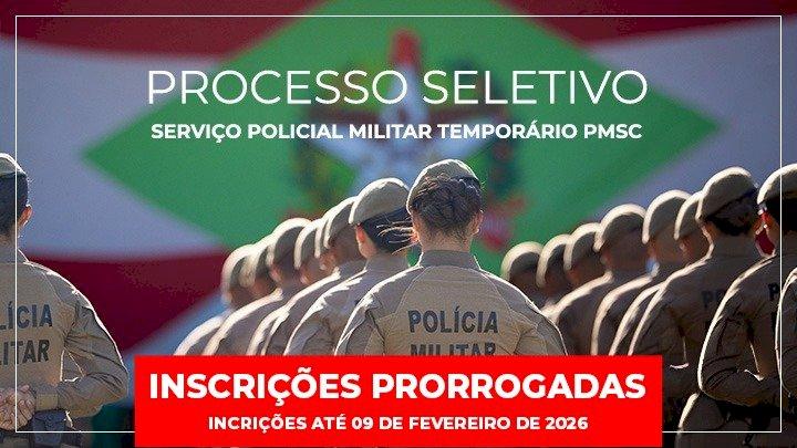 Inscrições para o processo seletivo de policial militar temporário da PMSC seguem abertas até 9 de fevereiro