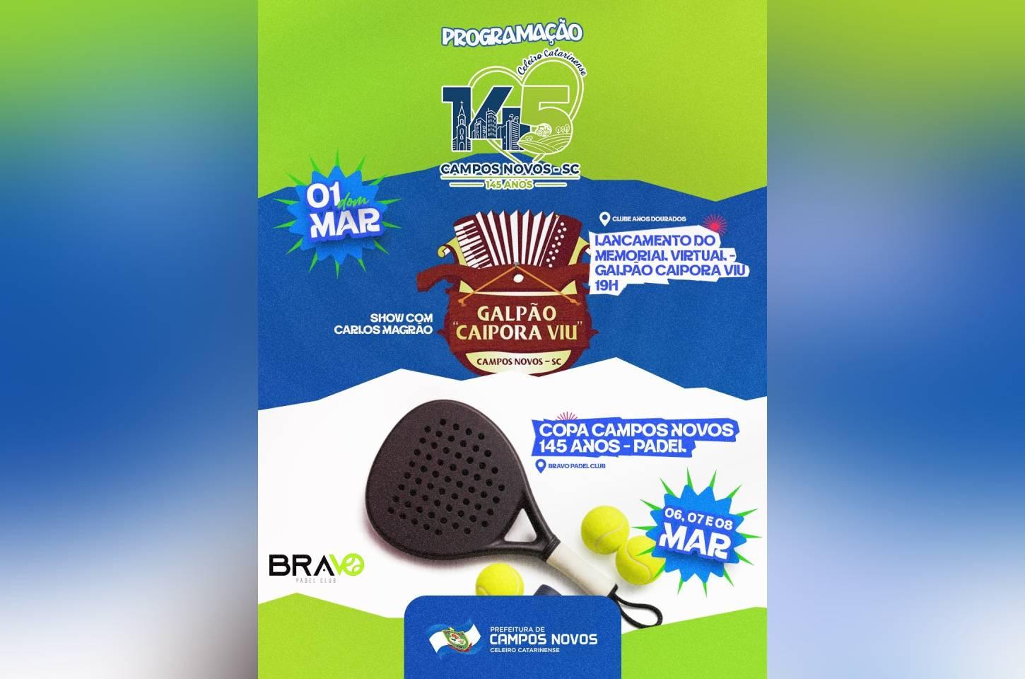 Campos Novos celebra 145 anos com programação esportiva e cultural