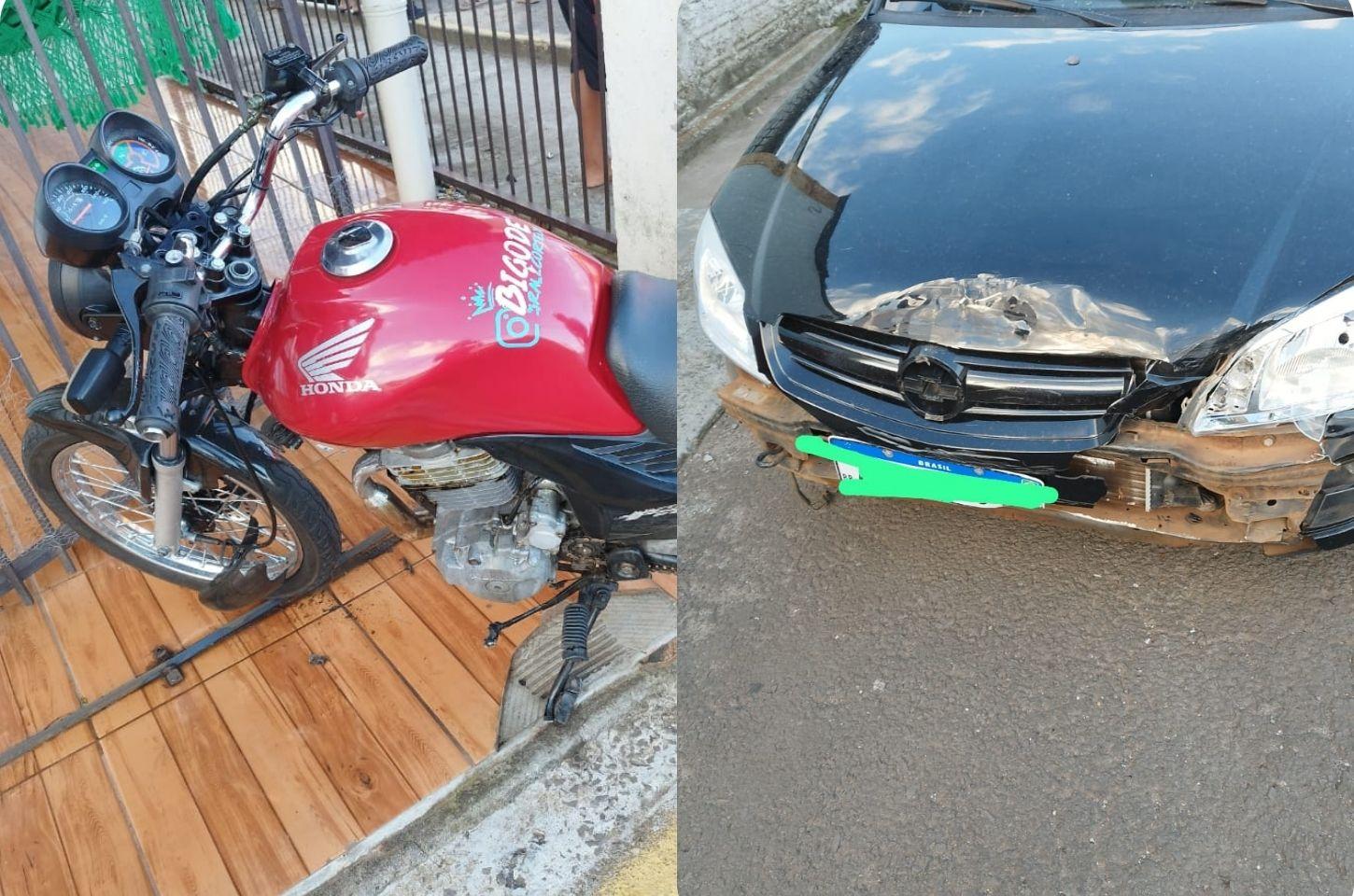 Adolescente fica ferido em colisão entre carro e moto em Campos Novos
