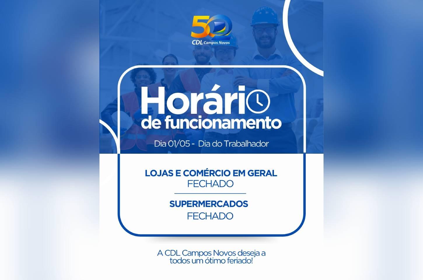Comércio de Campos Novos estará fechado no Dia do Trabalhador