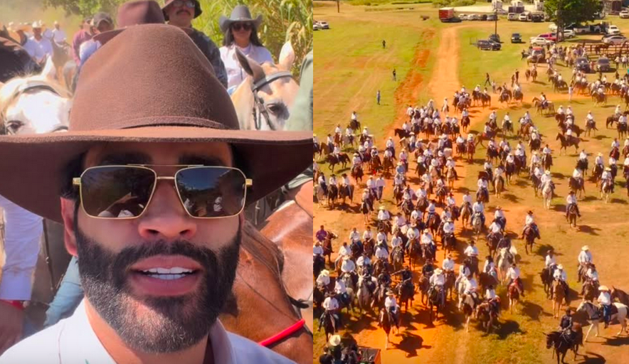 Moda, cavalo e multidão: Gusttavo Lima estreia a “Cavalgada do Embaixador” em Goiânia